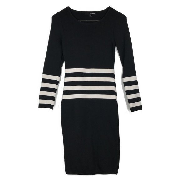 Codigo Dresses & Skirts - Codigo Black/White Striped Long Sleeves Knit Dress